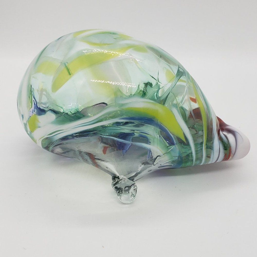 Hand Blown Sea Urchant Clear Multicoloured Art Glass Ornament or Figurine